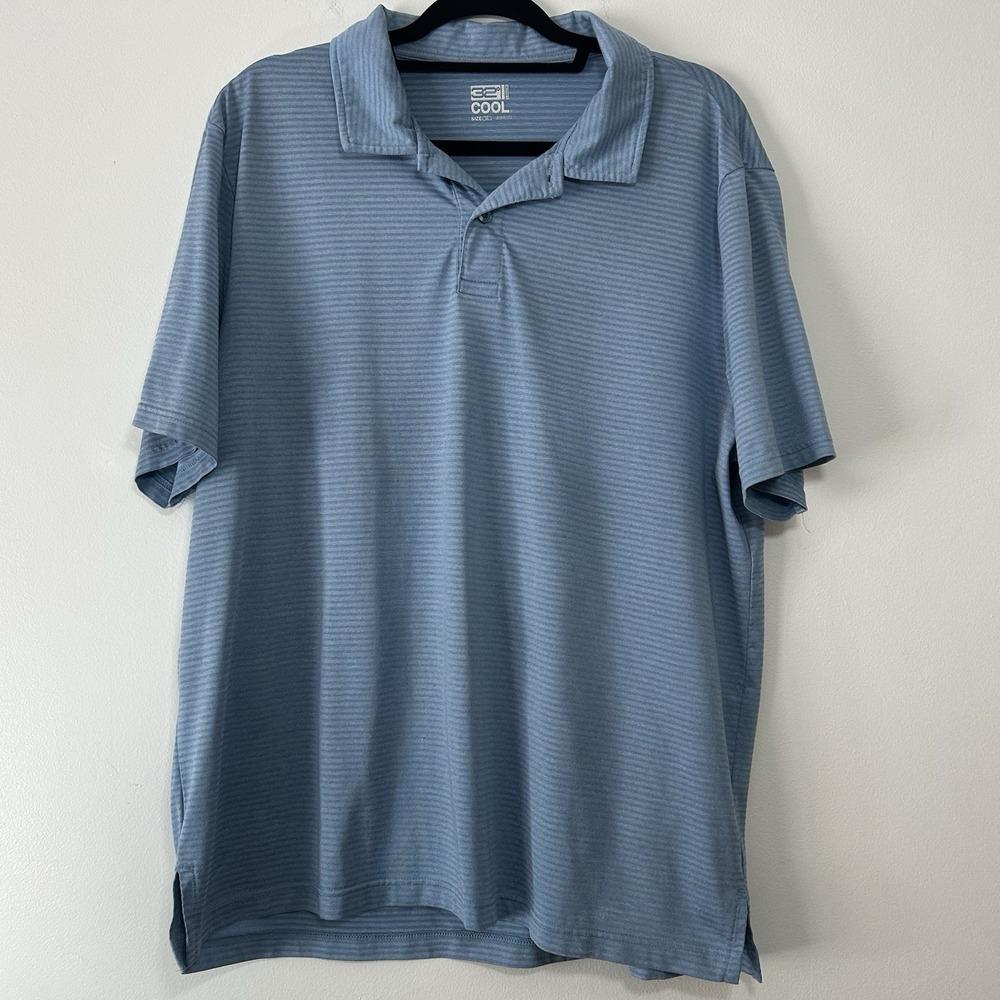 32 Degrees Cool Polo Shirt Mens Size‎ XL Blue Short Sleeve Polyester Spandex